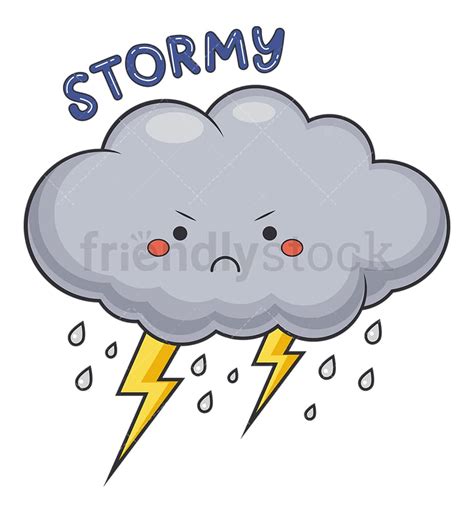 Weather Emoji Stormy Cartoon Vector Clipart - FriendlyStock