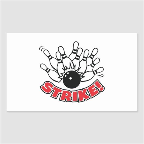 Strike - 10-Pin Bowling Rectangular Sticker | Zazzle.com in 2021 ...