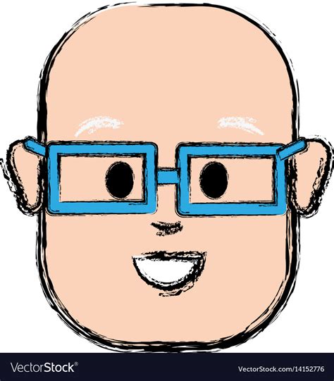 Happy man with bald head and glasses Royalty Free Vector