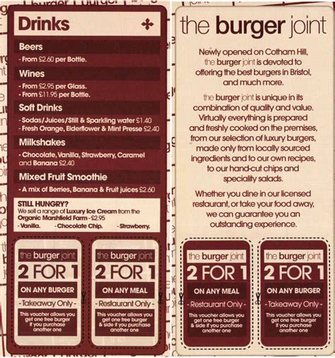 The Burger Joint Burger restaurant on Cotham Hill, Bristol - Everymenu