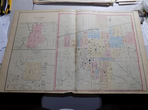 1874 Williams County, OH Map / CITY of BRYAN, TOWNS of PULASKI and ...