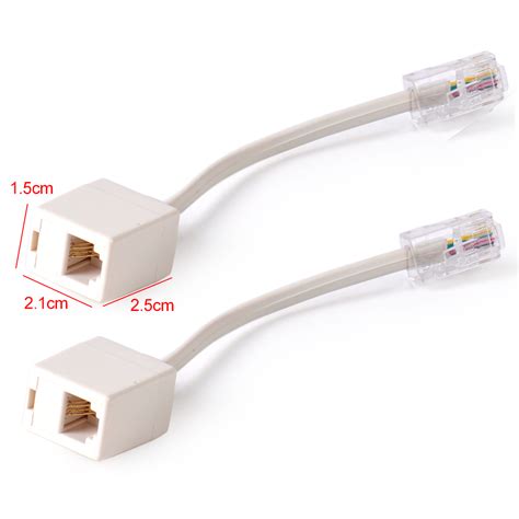 2 pcs Telephone RJ11 6P4C Female To Ethernet RJ45 8P8C Male Adapter ...