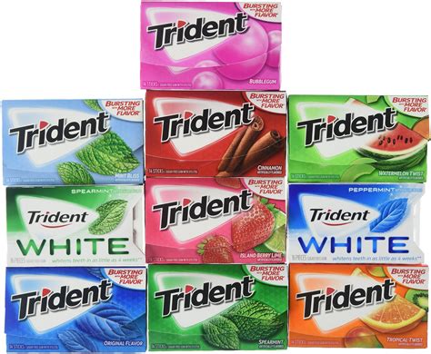 Trident Sugar Free Chewing Gums Pack of 10 (Assorted Flavors)- Buy ...