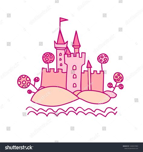 Castle Fairy Tale Kingdom Children Drawing Stock Vector (Royalty Free ...