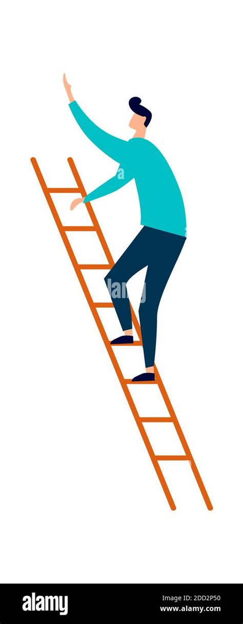 Cartoon illustration man climbing ladder hi-res stock photography and ...