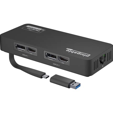 Plugable 4K DisplayPort and HDMI Dual Monitor Adapter with Ethernet for ...