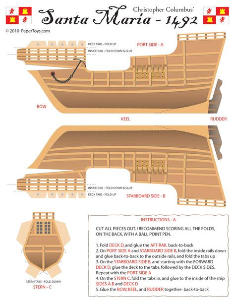 Ship Santa Maria Paper Model - Free printable paper template