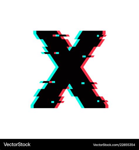 Logo letter x glitch distortion Royalty Free Vector Image