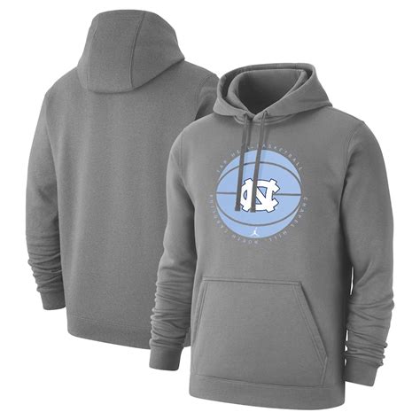 Men's Jordan Brand Gray North Carolina Tar Heels Basketball Pullover Hoodie