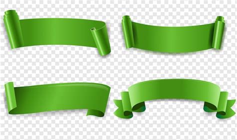 Premium Vector | Green Ribbon With Transparent Background