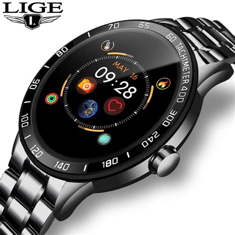 LIGE 2019 New steel smart watch men leather smart watch sport For ...