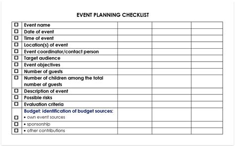 Event planning checklist download free pdf or doc for word