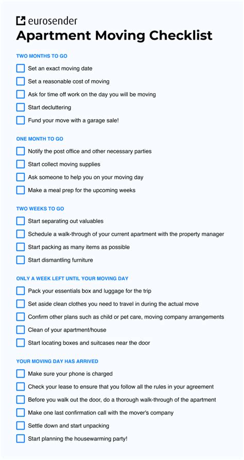 Long Distance Moving Checklist Printable