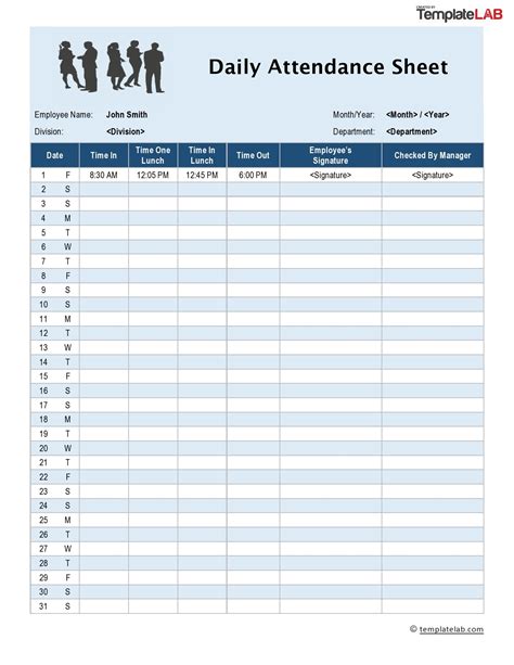 Attendance Form Printable - Printable Forms Free Online