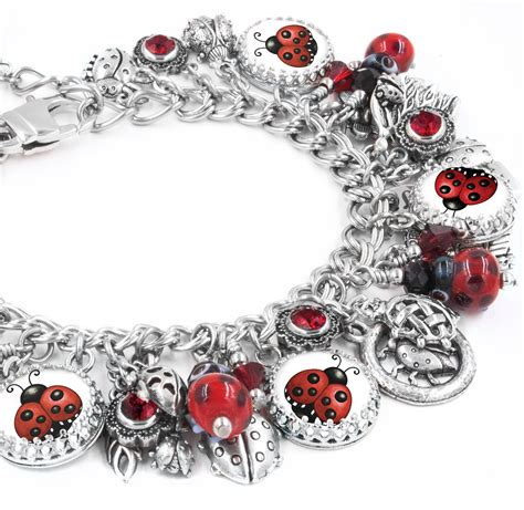 This joyful Ladybug charm bracelet was created to bring you good luck ...