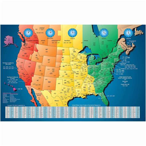 Buy ImageAbility North America Laminated Gloss Time Zone Area Code with ...