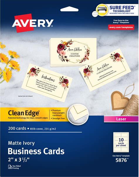 Amazon.com : Avery 2" x 3.5" Business Cards, Sure Feed Technology, for ...