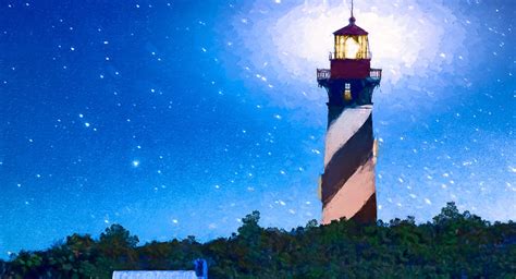 St. Augustine Lighthouse - Florida at Night Art by Artist Mark Tisdale