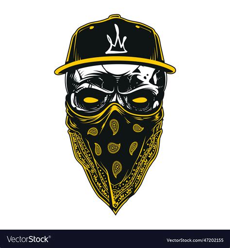 Skull in bandana and snapback Royalty Free Vector Image