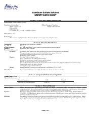 Aluminum Sulfate Solution Safety Data | Course Hero