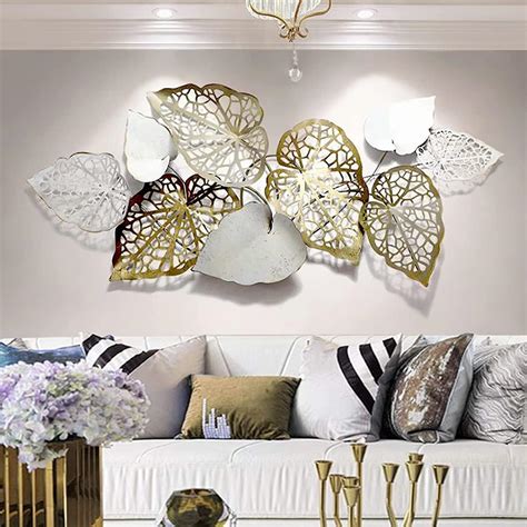 KILELI Gold Metal Wall Decor Creative Handmade Leaves Metal Wall Art ...