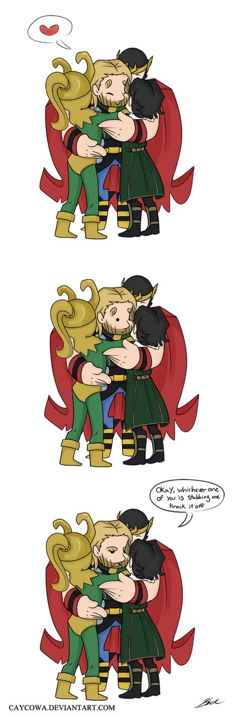 Thor - Loki hug by caycowa on DeviantArt