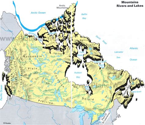 Mountains In Canada Map | World Map Gray