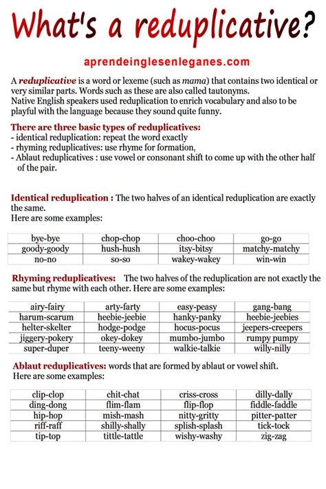 Reduplicatives | English vocabulary words learning, English transition ...