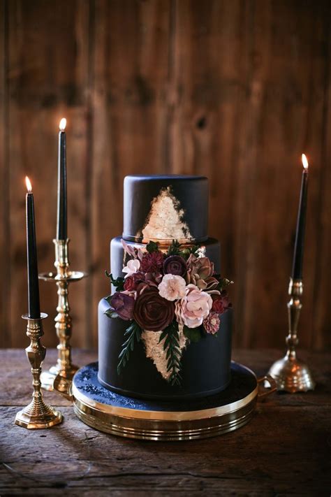 21 Beautiful Black Wedding Cakes for the Nontraditional Couple | Floral ...