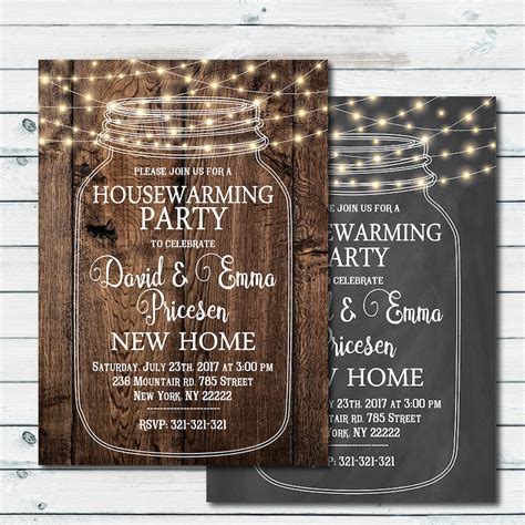 Housewarming Party Invitation Mason Jar Invites Party Ligts | Etsy