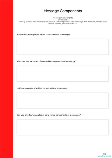 Message Components. Interactive worksheet | TopWorksheets