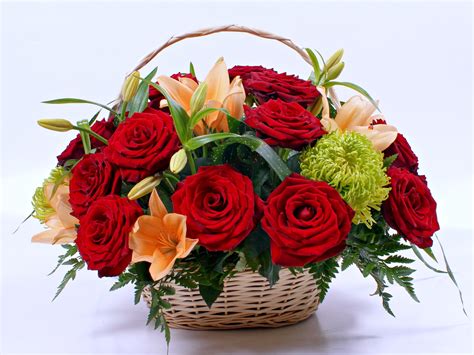 flowers, Roses, Red, Bouquet, Love, Basket, Marriage, Engagement ...