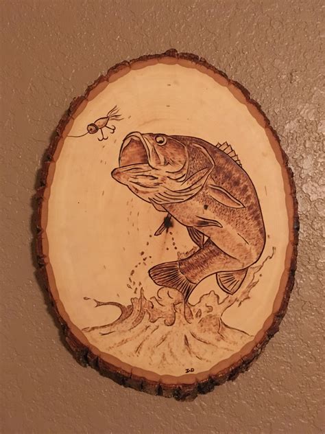 Jumping Bass | Wood burning art, Wood burning stencils, Wood burning crafts