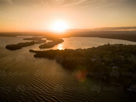 Image of Aerial view of Dora Creek entering Lake Macquarie on the NSW ...