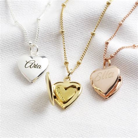 Personalised Engraved Heart Locket Necklace By Lisa Angel