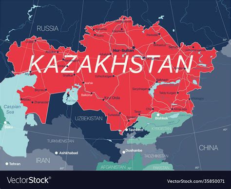 Kazakhstan country detailed editable map Vector Image