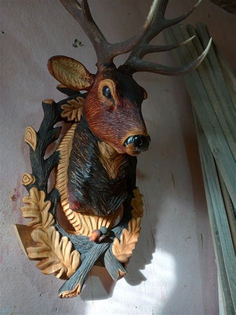 Wood carving Deer head | Woodcut art, Wood carving, Carving