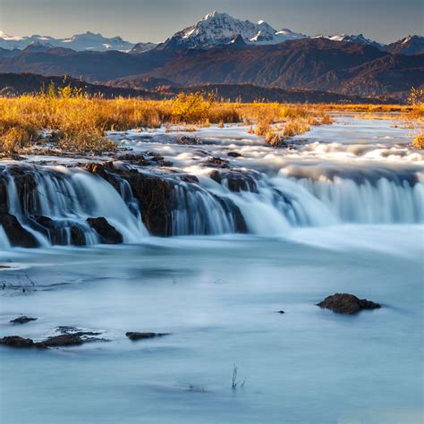 Fall Landscape of waterfalls with Alaska Range background Alaska ...