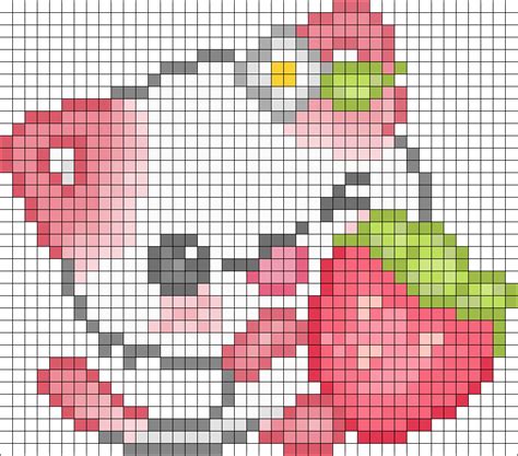 cat pixel art - Cat Eating Strawberry Kandi Pattern - InfographicNow ...