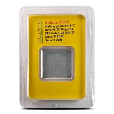 1 oz Iridium Square Bar New | Luciteria Science - Provident Metals™