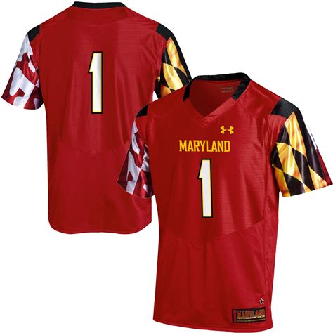 Under Armour #1 Maryland Terrapins Red Replica Football Jersey