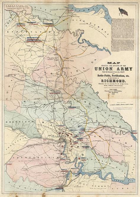 Vintage Richmond Virginia Civil War Battles - 1864 Drawing by ...