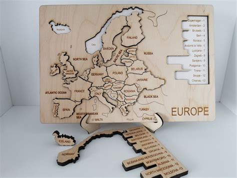 Europe Map With Capitals Under, Europe Wooden Map Puzzle, Europe Home ...