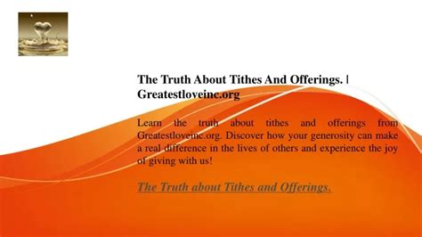 PPT - The Truth About Tithes And Offerings. Greatestloveinc.org ...