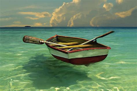 Boat In Clear Water Greeting Card for Sale by David Van Hulst