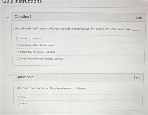 Solved According to the Shannon-Weaver model of | Chegg.com