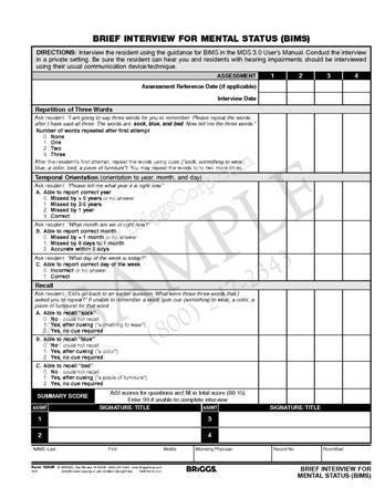 Brief Interview Form for Mental Status (BIMS) Form 1890P