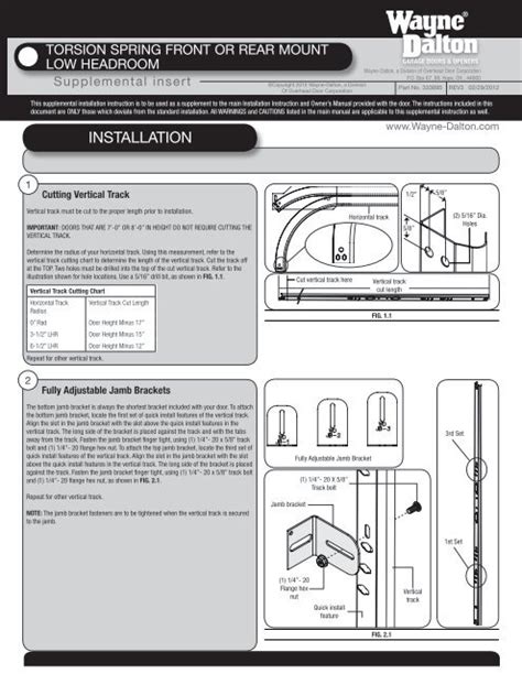 Torsion Spring Front Or Rear Mount Low Headroom - Wayne Dalton