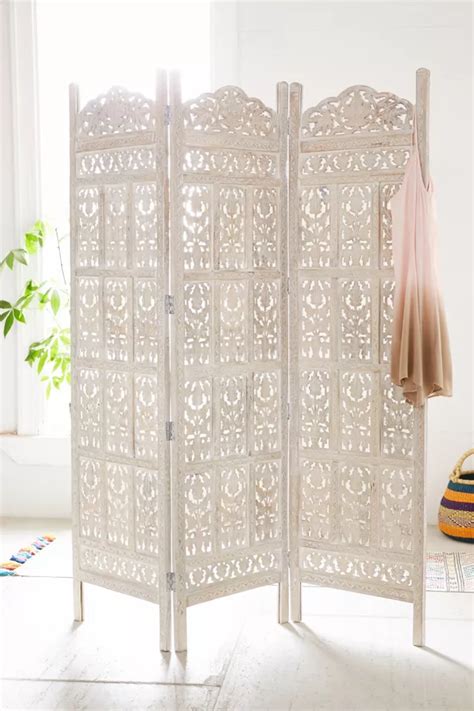 Amber Carved Wood Room Divider Screen | Urban Outfitters