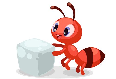 Cute baby ant carrying a sugar cube 1265687 Vector Art at Vecteezy